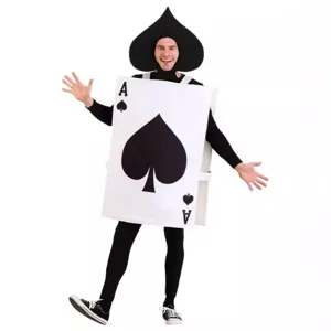 Disfraz de carta de juego As de Picas fiesta de Halloween cosplay divertido mameluco