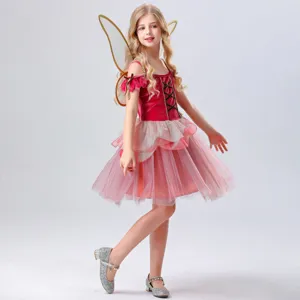 Children fairy tulle princess dress costume for little girls performance party wear new
