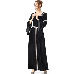 Médiéval vintage gothique velours longue robe élégant sorcière costume femmes halloween