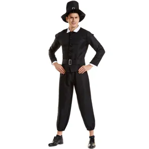 Costume da pellegrino storico da uomo vestito da festa di spettacolo teatrale coloniale