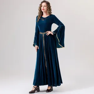 Medieval velvet long sleeve court dress renaissance vintage cosplay costume for women