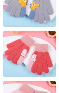 Mignons gants d'hiver pour enfants dinosaure, gants chauds en tricot épais pour garçons et filles.
