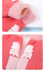 Gants d'hiver chauds en peluche pour enfants avec design de dinosaure mignon fille garçon