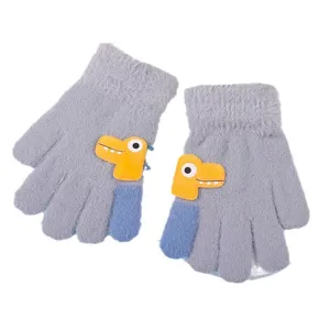 Gants d'hiver chauds pour enfants mignons gants en peluche a cinq doigts pour les petits