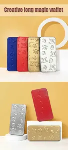 Creative long magic wallet with PU leather and stylish embossed skull design for daily use.