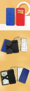 Detailed view of PU leather magic wallet with debossed skull pattern and convenient bands.