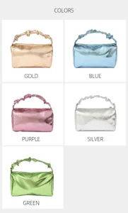 Metallische Handtasche vielseitige Kosmetiktasche in Gold, Blau, Lila, Silber und Gruen.