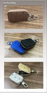 Elegantes geometrisches Autoschlüsseltui mit Reißverschluss und stabilem Metallhaken.