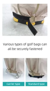 Custodia da viaggio universale per sacca da golf con chiusura a cinghia per vari tipi.