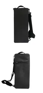 Detail view of the portable waterproof black golf cooler pouch, showing zipper and strap.