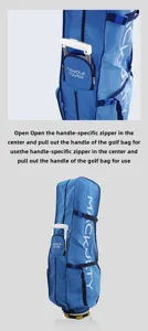 Borsa da viaggio per golf custodia protettiva con tasca con zip, nylon blu resistente e durevole.