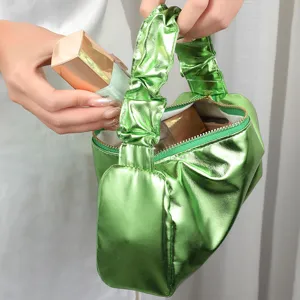 Metallische grüne Handtasche Kosmetik Aufbewahrung Tasche Mode minimalistisch Make-up