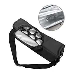Portable golf cooler bag waterproof insulated sling bag for outdoor drinks beverages black