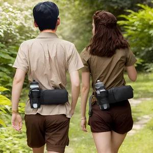 Multifunctional Sports Waist Bag Waterproof Nylon Running Belt Bag With Water Bottle Holder For Men Women Outdoor Fitness Hiking Travel Gym Waist Pack