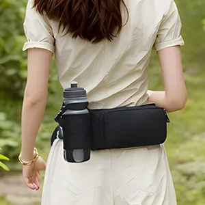 Running waist bag with water bottle holder for outdoor fitness sports hiking gym exercise.