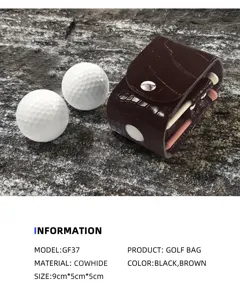 Premium cowhide crocodile texture golf ball bag with golf balls, compact portable design.