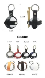 Mini Leder Golfball Halter mit Tees und Metallring, tragbares Golf Zubehör in verschiedenen Farben.