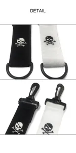 Golf Handtuch Klettverschluss D-Ring Haken schwarz weiss gestickt Totenkopf Golftasche Zubehör