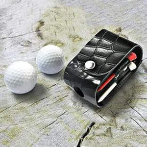 Luxury Cowhide Leather Golf Ball Bag Crocodile Pattern Waist Pouch With Divot Tool Holder Small Golf Accessory Bag For Men Women