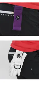 Golfhandschuhhalter mit Totenkopf-Design, hochwertiger Klettverschluss für Golfzubehör.