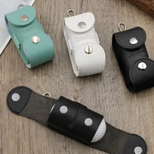Leder Golfballhalter mit Druckknöpfen und Haken, tragbare Golf Zubehörtasche.