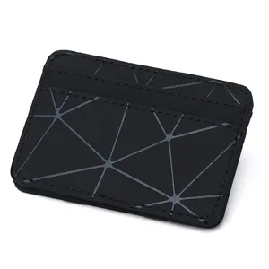 Minimalistisches geometrisches Kartenetui schwarze PU Leder Geldbörse Detailansicht Accessoire