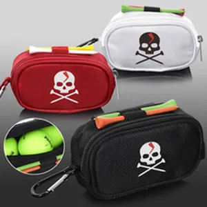 Tragbare Golfballtasche mit Tee-Haltern und Karabiner, langlebige Aufbewahrung für Golfzubehör.