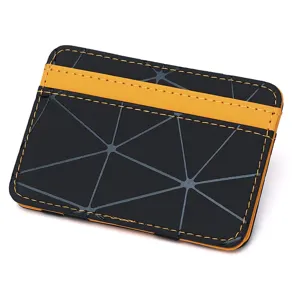 Geometrisches Muster Kartenetui minimalistische Geldbörse mit Kontrastriemen schmal