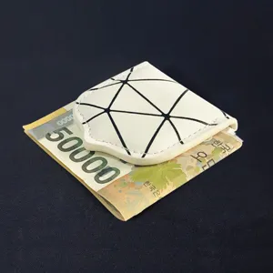 Magnetische Geldklammer Im Koreanischen Stil Geometrisches Gitter Tragbare PU-Leder Schlanke Geldbörse Geldscheinfach Für Den Täglichen Gebrauch Golf