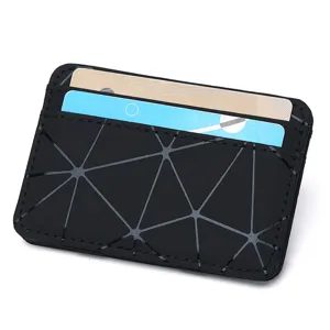 Minimalistisches geometrisches schwarzes Kartenetui schlanke Leder Geldbörse tragbare Tasche