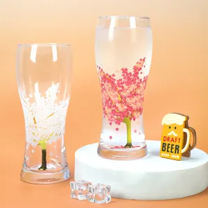 Kleurveranderende Bierglas Tumbler Esdoornblad Bedrukt Soda-Kalkglas Beker Creatief Drinkgerei Voor Bar Thuis
