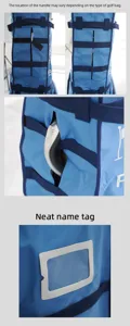 Copertura per borsa da viaggio da golf blu protettore di volo resistente con cinghie sicure e portanome