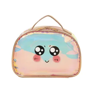 Borsa cosmetica trasparente stile coreano, organizer per trucco olografico impermeabile.