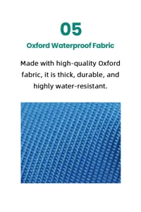 Primo piano dettagliato di tessuto oxford impermeabile resistente con spessa trama blu.