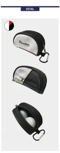 Tragbarer Golfballbeutel mit Tee-Halter und Karabiner, langlebiges Mesh und PU-Leder schwarz weiß.