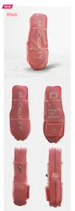 Borsa da viaggio per golf rosa con vista angolare multipla, custodia protettiva impermeabile.