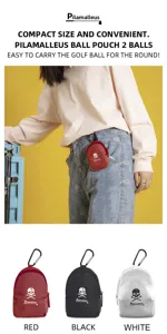 Kompakte Golfballtasche für 2 Bälle, tragbare Hüfttasche mit Clip, leichtes Golfzubehör.