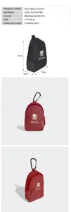 Tragbare Golfballtasche mit Karabiner aus 100% Polyester, kompakte Größe 11x7x4 cm ideal.