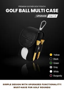 Hochwertige Leder-Golfballtasche mit Teehalter und Karabiner, tragbare Golf-Aufbewahrung.