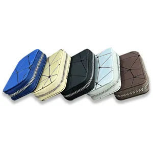 Koreanischer Stil geometrische Rauten Gitter Autoschluessel Tasche, Reissverschluss Schluessel Etui.