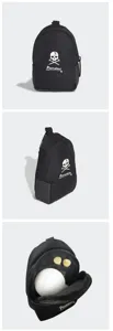 Tragbare schwarze Golfballtasche im Mini-Rucksack-Design mit strapazierfähigem Stoff und Tees.