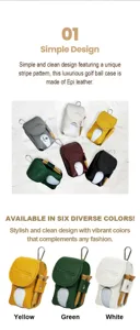 Tragbare Golfballtasche mit Taillenhaken und Teehaltern aus hochwertigem, strukturiertem Leder.