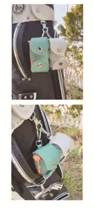 Golf ball pouch accessory bag for golf bag, portable PU leather holder with tee slots.