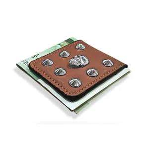 Skull PU Leather Golf Money Clip Magnetic Slim Wallet Gothic Punk Metal Skull Rivet Bill Clip For Men Women Daily Use