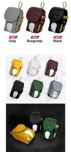 Tragbare Leder Golfballtasche mit Teehalter und Metallclip, mehrfarbige Varianten im Detail.