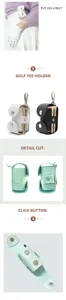 Portable golf tee holder waist bag with metal carabiner and button closure for outdoor sports.