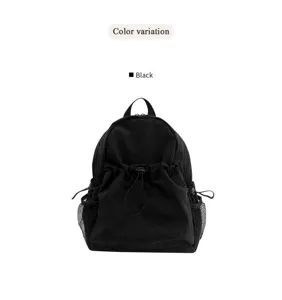 Klassischer schwarzer Kordelzug Rucksack für Damen, stilvoller Pendler Schulranzen.