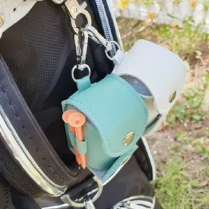 Korean style golf ball pouch portable leather golf tee holder multi-functional golf accessory bag.