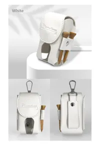 Tragbare Golfballtasche mit Tees, weiße PU Leder Gürteltasche für Outdoor Sportarten.