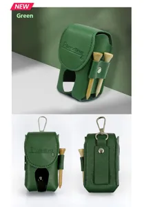 Grüne Leder Golfballtasche mit Tee Halter tragbare Taillen hängende Golftasche für den Außenbereich